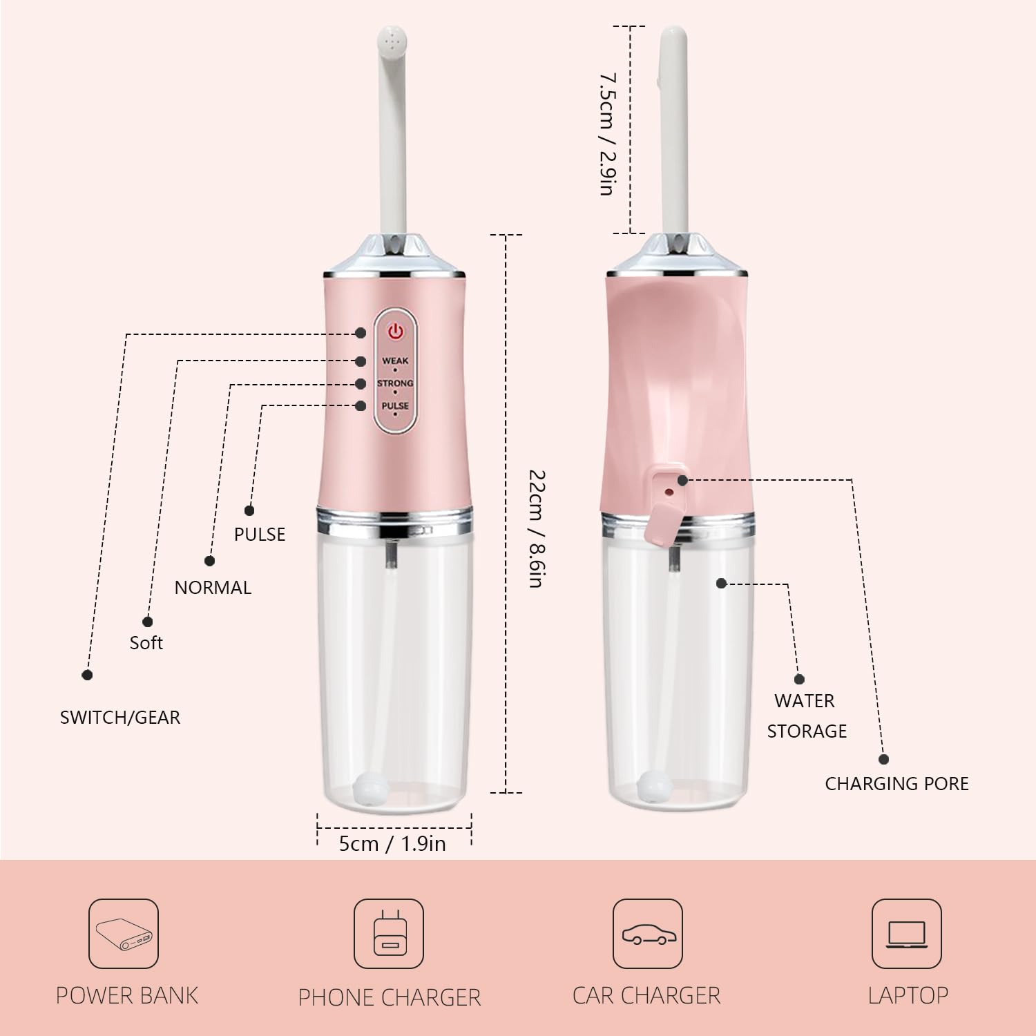 Electric Portable Bidet -Mobile Toilet Shower-Butt Shower Replacing Wet Wipes - for Travel